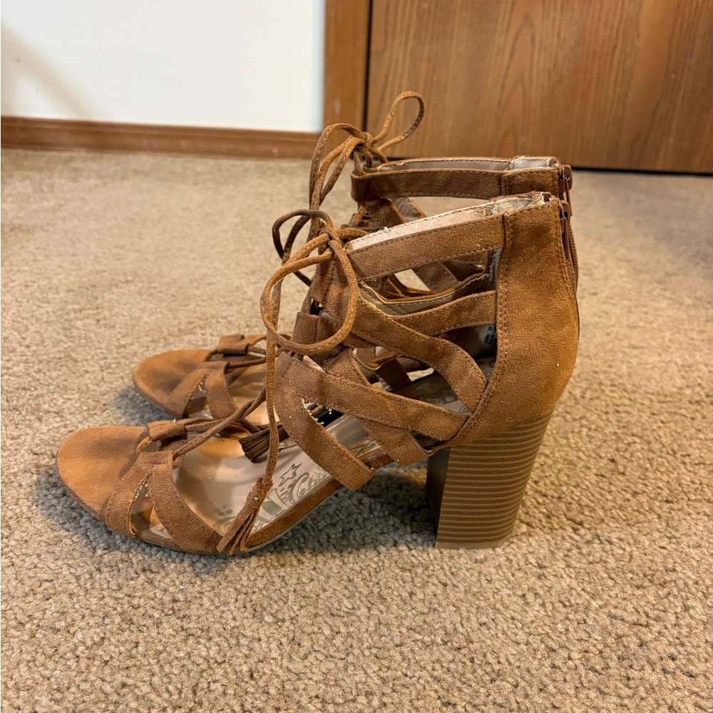 Brash Payless Lace Up Bohemian Style Heels - Picture 3 of 5